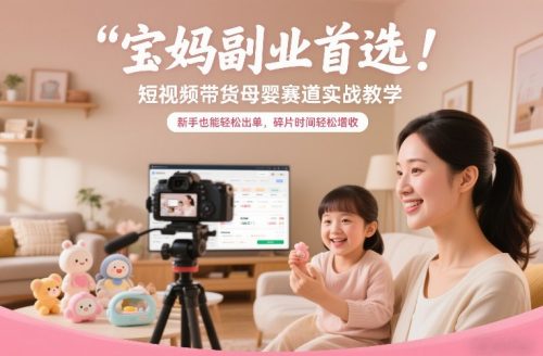 宝妈副业首选！短视频带货母婴赛道实战教学，新手也能轻松出单，碎片时间轻松增收-知计