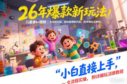 26年爆款新玩法，儿童科普AI视频，全流程实操，轻松做爆款内容，小白直接上手，附详细玩法教程-知计