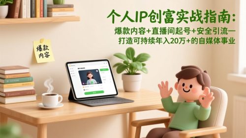 个人IP创富实战指南：爆款内容+直播间起号+安全引流，打造可持续年入20万+的自媒体事业