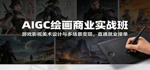 AIGC绘画商业实战班：游戏影视美术设计与多场景变现，直通就业接单-知计