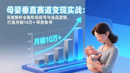母婴垂直赛道变现实战:深度解析三大阶段起号与选品逻辑,打造月销10万+带货账号-知计