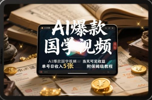 AI爆款国学视频，独家起号方法，小白直接上手，当天可见收益，单号日收入5张+附保姆级教程-知计