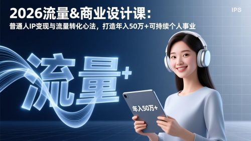 2026流量&商业设计课：普通人IP变现与流量转化心法，打造年入50万+可持续个人事业-知计