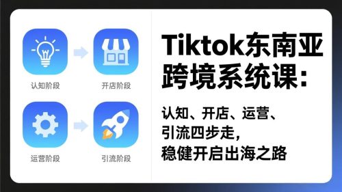 TikTok东南亚跨境系统课：认知、开店、运营、引流四步走，稳健开启出海之路-知计