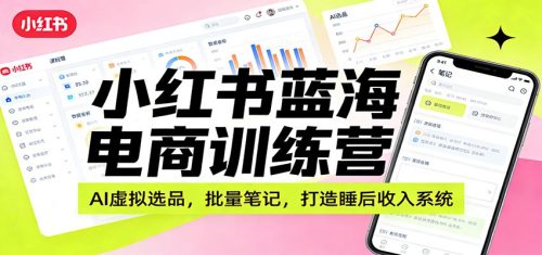 小红书蓝海电商训练营：AI虚拟选品，批量笔记，打造睡后收入系统-知计