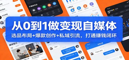从0到1做变现自媒体：选品布局+ 爆款创作+私域引流，打通赚钱闭环-知计
