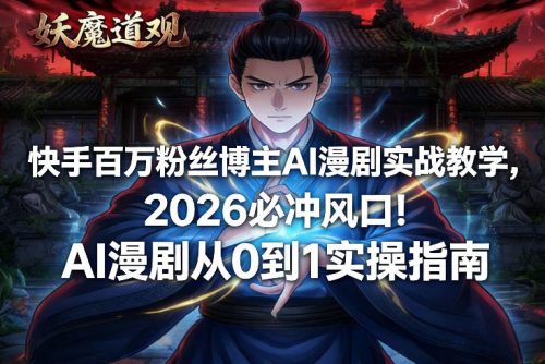快手百万粉丝博主AI漫剧实战教学，2026必冲风口！AI漫剧从0到1实操指南-知计
