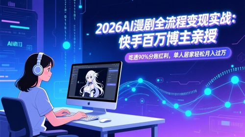 2026AI漫剧全流程变现实战：快手百万博主亲授，吃透90%分账红利，单人居家轻松月入过万-知计
