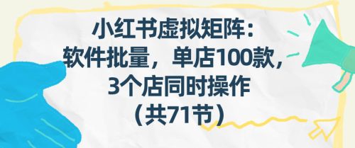 小红书虚拟矩阵：软件批量发笔记，单店100款，3个店同时操作(共71节)-知计