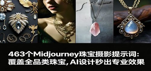 463个Midjourney珠宝摄影提示词：覆盖全品类珠宝，AI设计秒出专业效果-知计