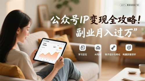 公众号IP变现全攻略，学习定位、AI写作、钩子设计与转化，构建获客闭环，副业月入过万-知计