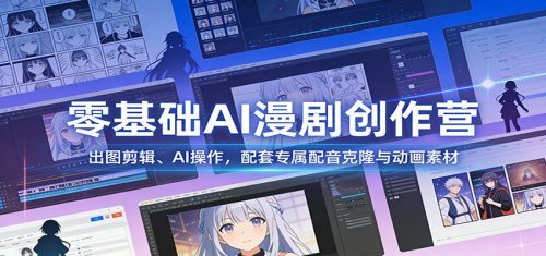 零基础AI漫剧创作营：出图剪辑、AI操作，配套专属配音克隆与动画素材-知计