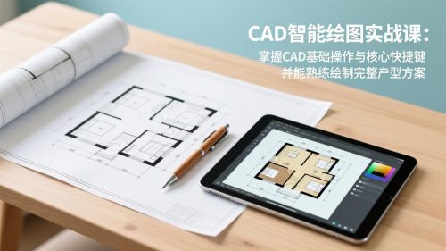 CAD智能绘图实战课：掌握CAD基础操作与核心快捷键，并能熟练绘制完整户型方案-知计
