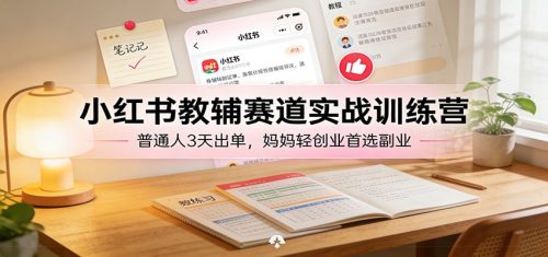 小红书教辅赛道实战训练营：普通人3天出单，妈妈轻创业首选副业-知计