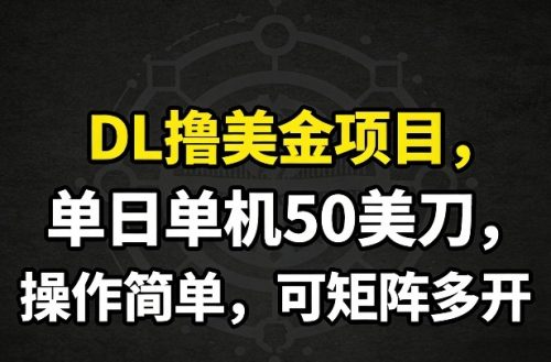 DL撸美金项目，单日单机50美刀，操作简单，可矩阵多开-知计