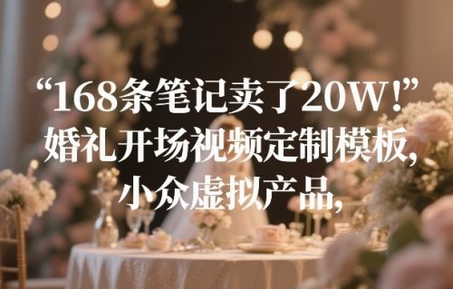 168条笔记卖了20W！婚礼开场视频定制模板，小众虚拟产品-知计