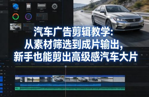 汽车广告剪辑教学：从素材筛选到成片输出，新手也能剪出高级感汽车大片-知计