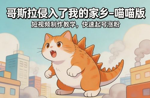 哥斯拉侵入了我的家乡–喵喵版短视频制作教学，快速起号涨粉-知计