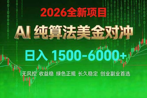 2026 全新美金对冲项目，不套平台赠金，不封号，纯算法对冲，日入 1500-6000+-知计